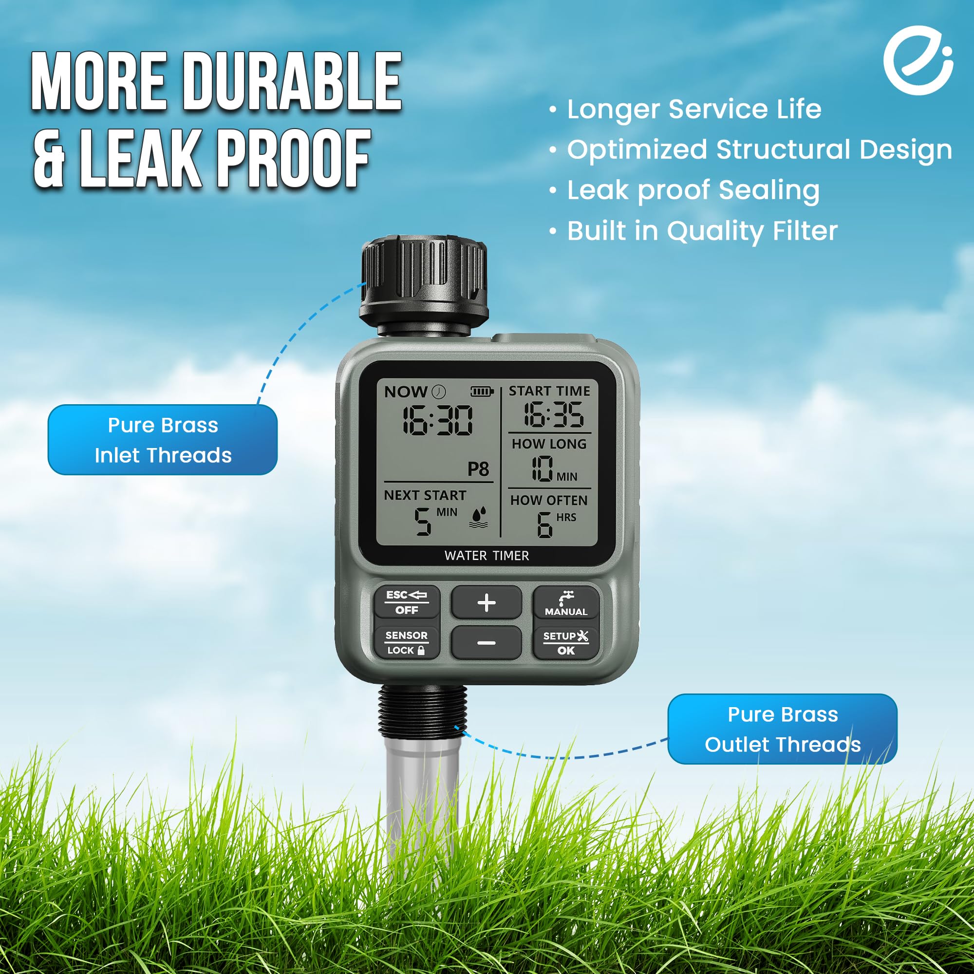 EGARDENKART Sprinkler-Timer, Wasser-Timer, digital, programmierbar, Garten, Rasen, Schlauch, Wasserhahn, Timer, Bewässerungssystem, Controller, Kindersicherung, Modus, automatischer und manueller