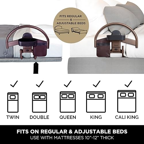 Miniatura 5 de Signature Life Stander Wonder Click - Manija de cama para marcos de cama ajustables de madera, riel de asistencia extraíble para adultos, personas