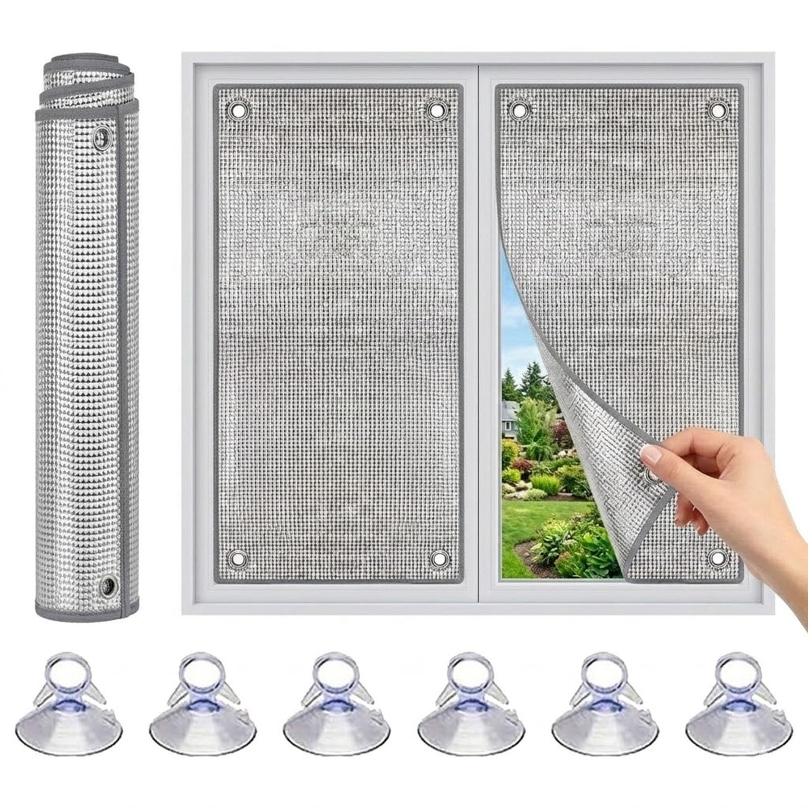 Blackout Blinds Stick On Window Film, Heat Control Reflective Aluminium Foil Thermal Insulation Cover for Home, Reusable Window Blackout Tint Sun Blocker UV Protection(Gray,55x110cm)