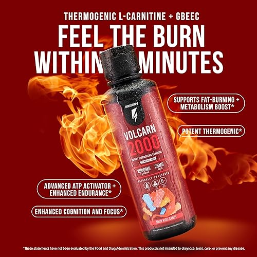 Miniatura 25 de InnoSupps Volcarn 2000 - L-Carnitina líquida, estimula la energía, sin cafeína ni edulcorantes artificiales, 32 porciones. Anillos de melocotón y