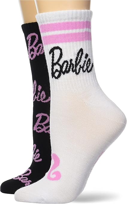 Barbie Women's Classic 2 Pack Mid Crew Socks