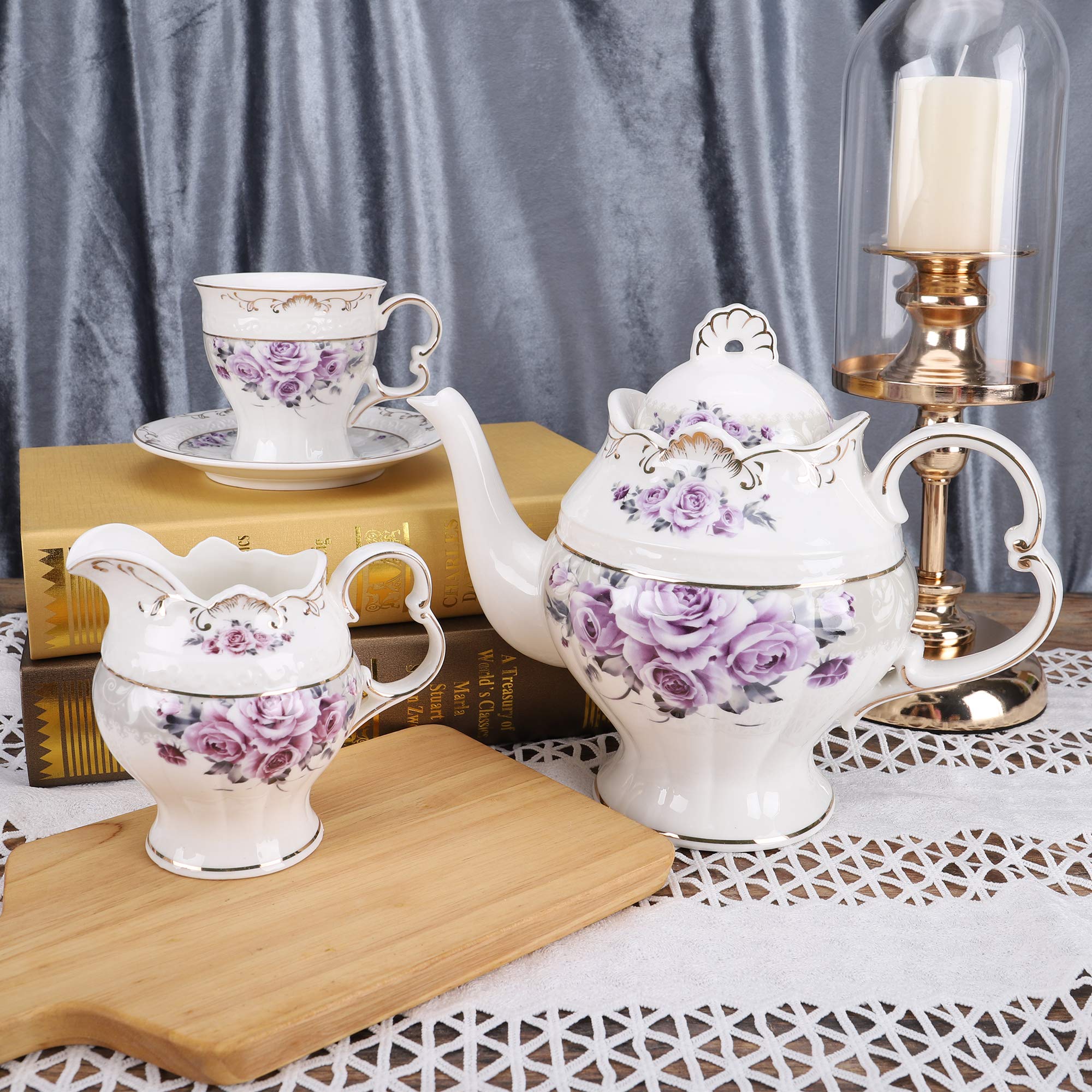 Buy fanquare 15 Piece Porcelain Tea Set for Adults, Wedding Tea Service