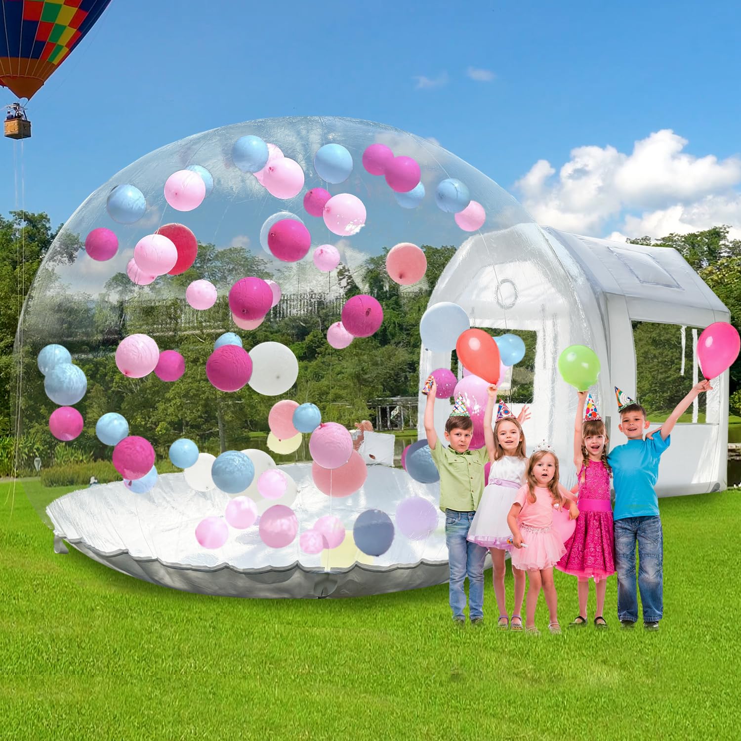Photo 1 of Inflatable Bubble House Dome for Events Inflatable Tent Bubble Balloon House with 450W Air Blower & 600W Air Pump for Party Wedding Birthday Holiday Outdoor Commercial Event (White, 15ft)