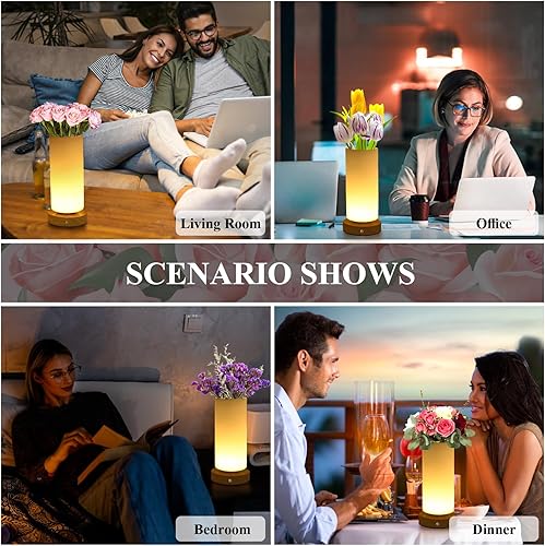 Miniatura 5 de Strackvial Lámpara de noche táctil, lámpara de mesa de jarrón, lámpara de flores recargable sin interrupciones, lámpara de escritorio, lámpara de