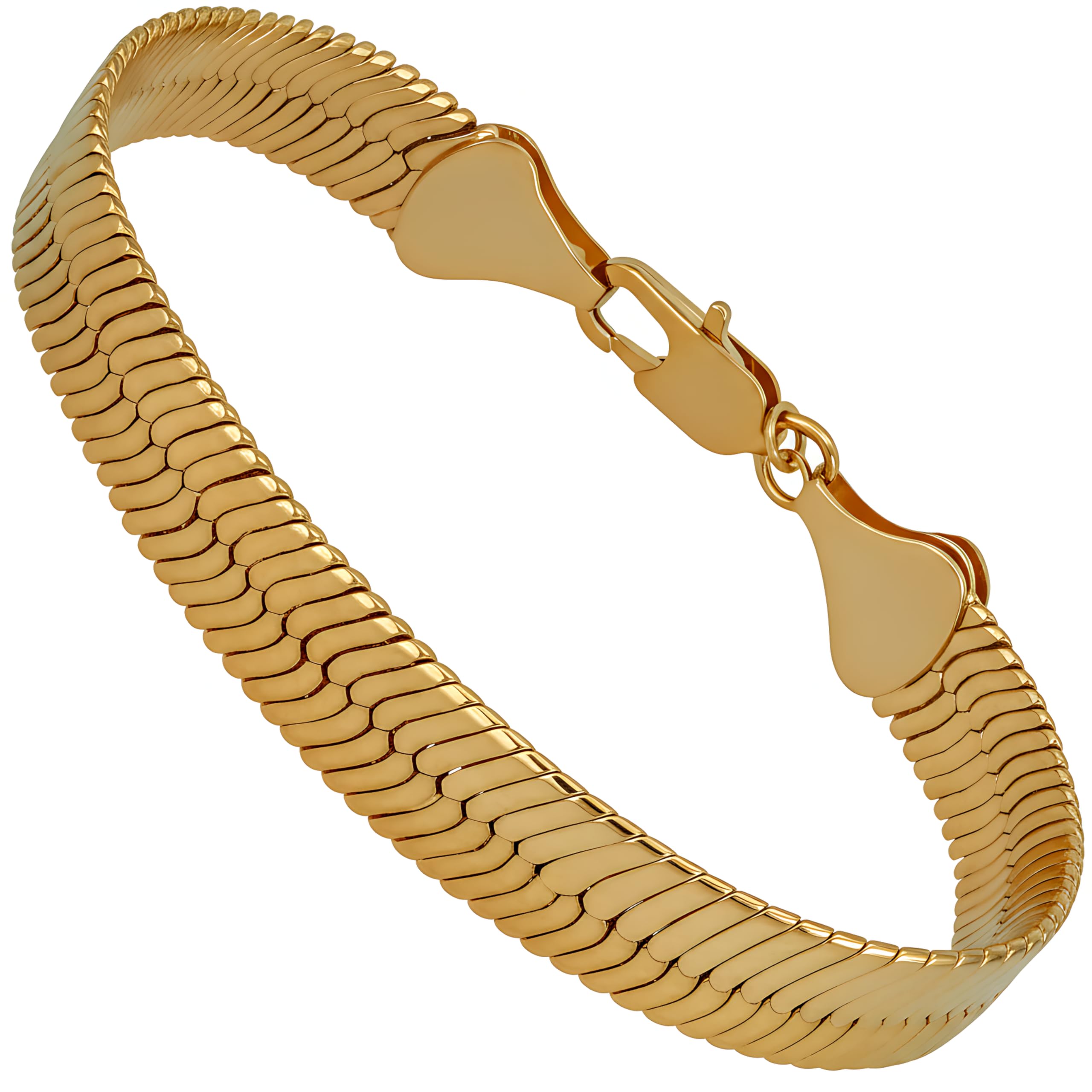 LIFETIME JEWELRY Luxury 24k Real Gold Plated Bracelet Flexible Herringbone Bracelet Women Bracelet or Mens Bracelet