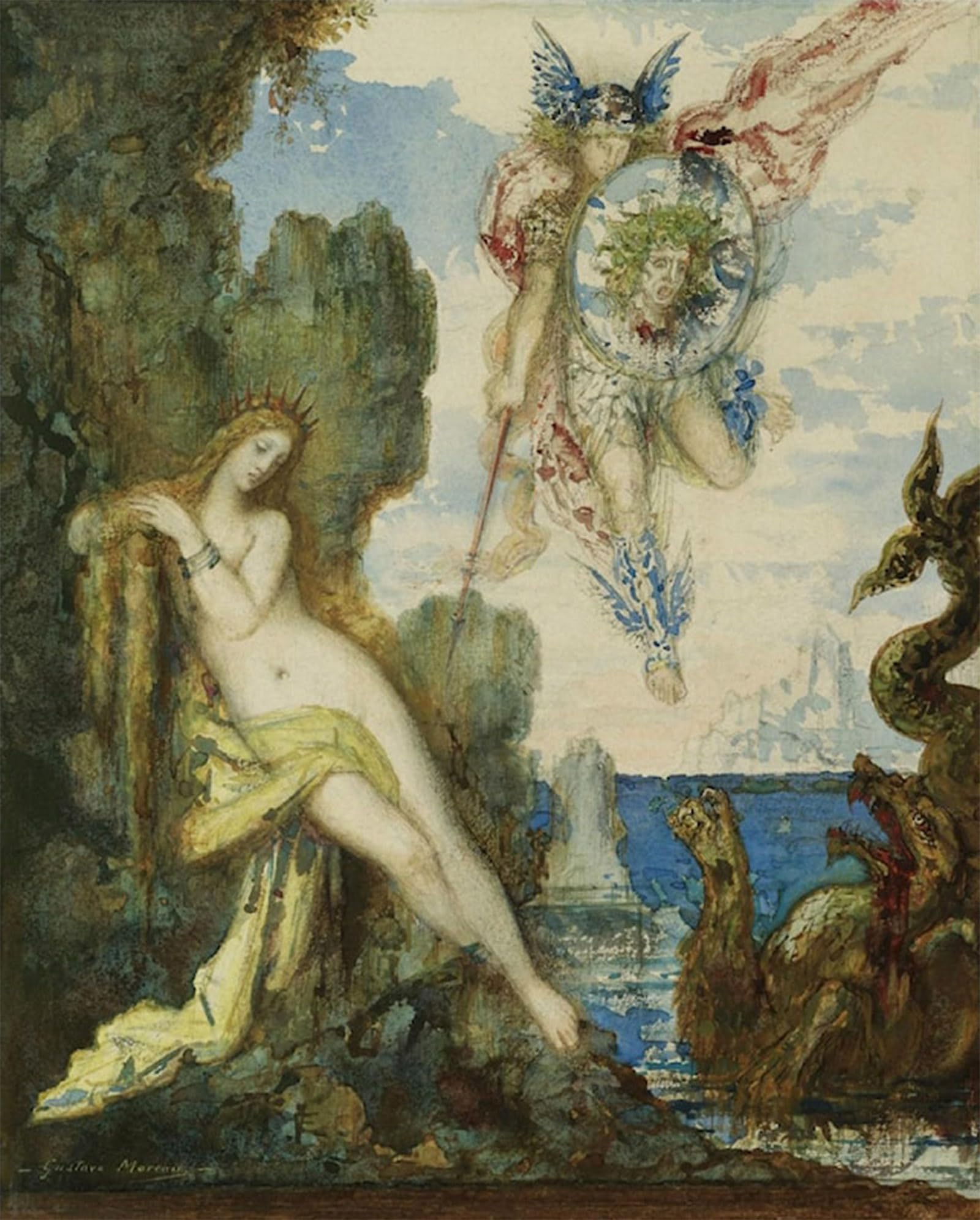 ARTXLXXBN Famous Print Painting Colorful Art Print Perseus and Andromeda by Gustave Moreau Canvas Art Decorations for Home Decor 60x90cm