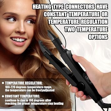 Zhehao Fusion Hair Extensions Tool Professional K Tip Hair Extensions Tools Us Plug Heat Iron Connector Wand with 2 Bags Keratin Glue Granule Beads (Black)