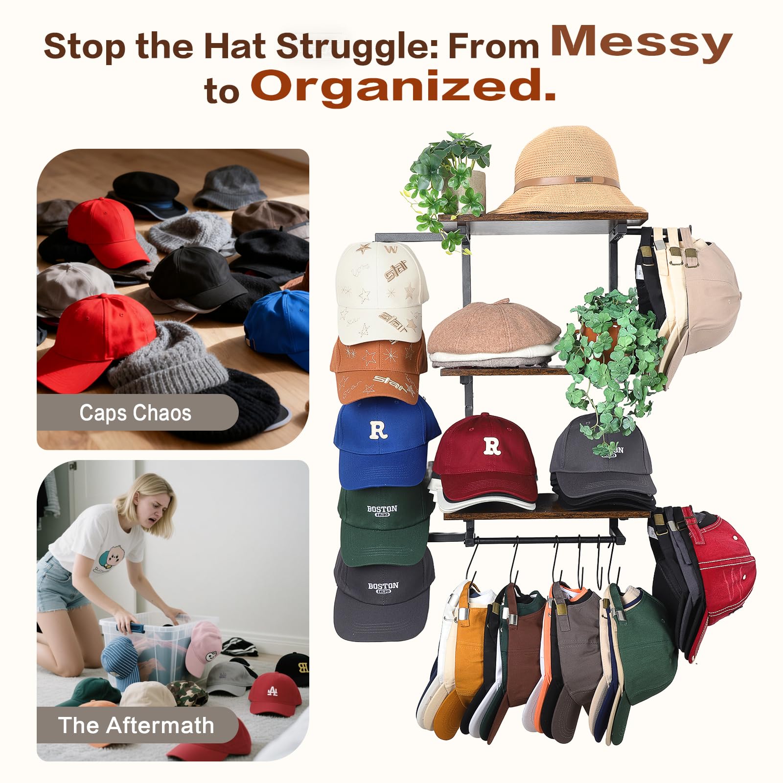 Organizador de Gorras para Dormitorio, Entrada y Armario