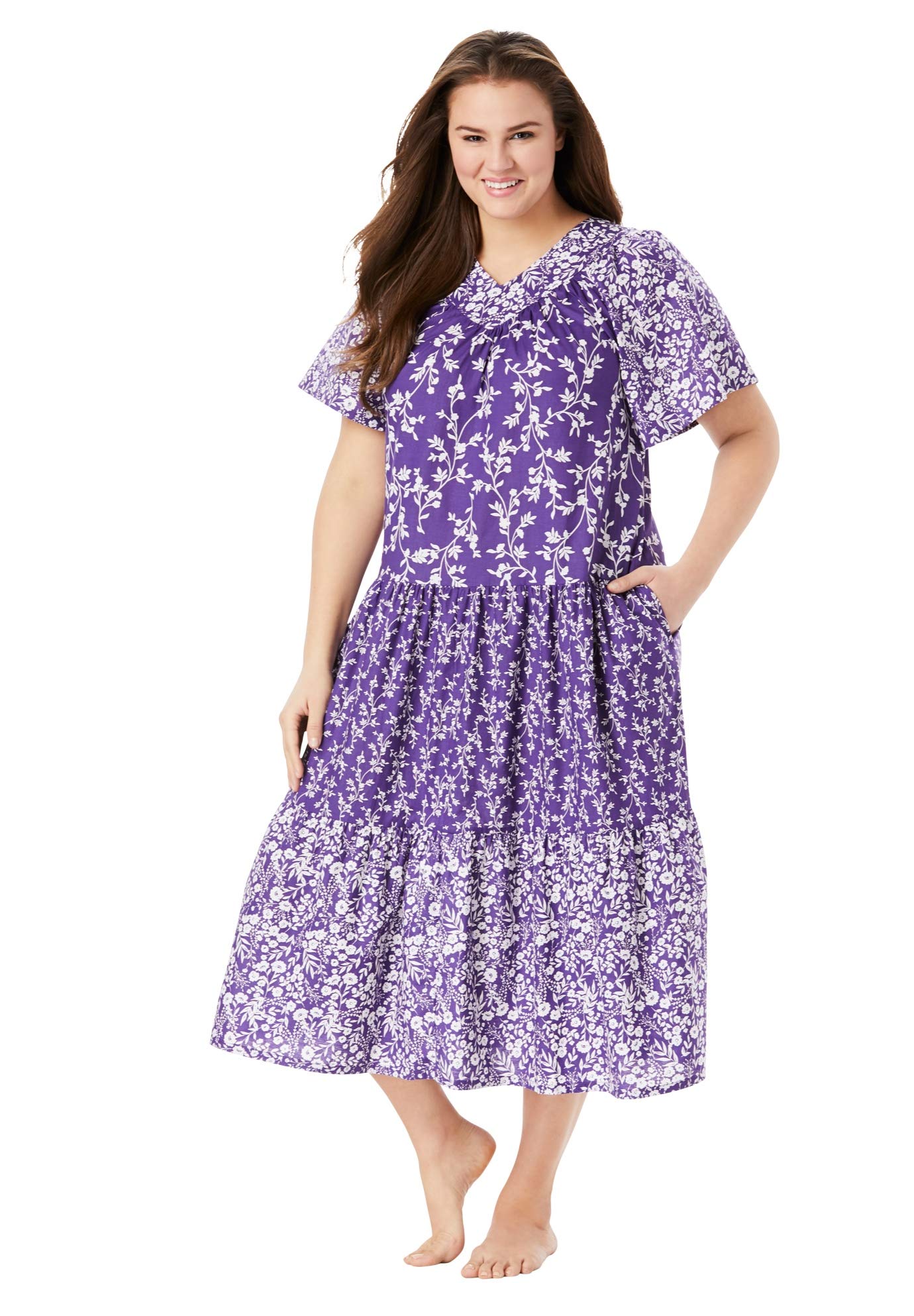 Only NecessitiesWomen's Plus Size Tiered Print Lounger