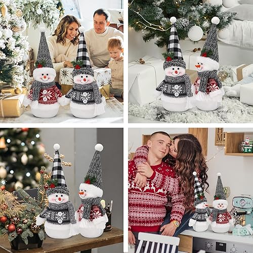 Miniatura 7 de CRCZK Decoración grande de peluche de muñeco de nieve de Navidad de invierno, decoración acogedora de vacaciones de invierno de 16.5 pulgadas,