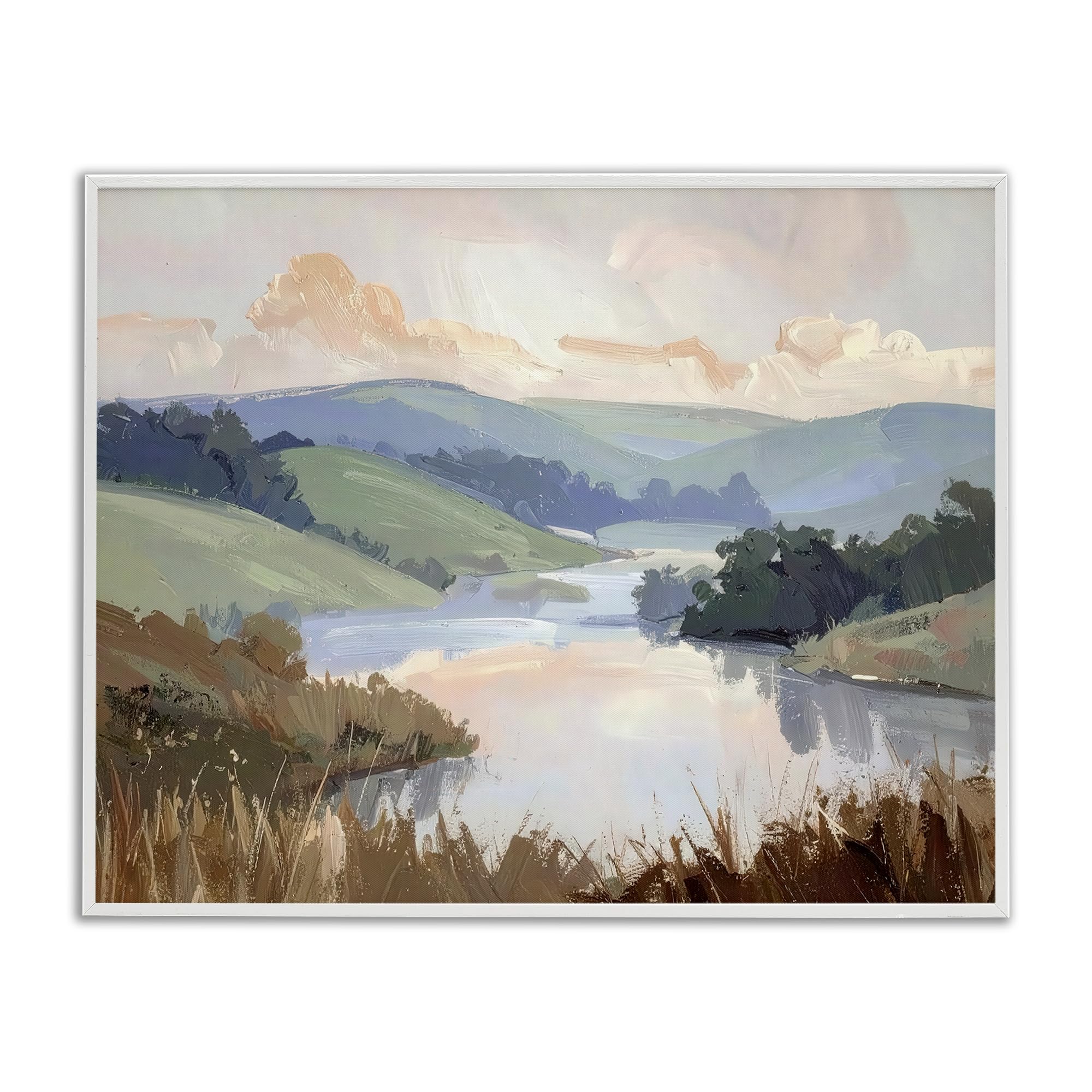 Muted Distant Mountains Landscape, 16 x 20 Inch Framed Giclée Print