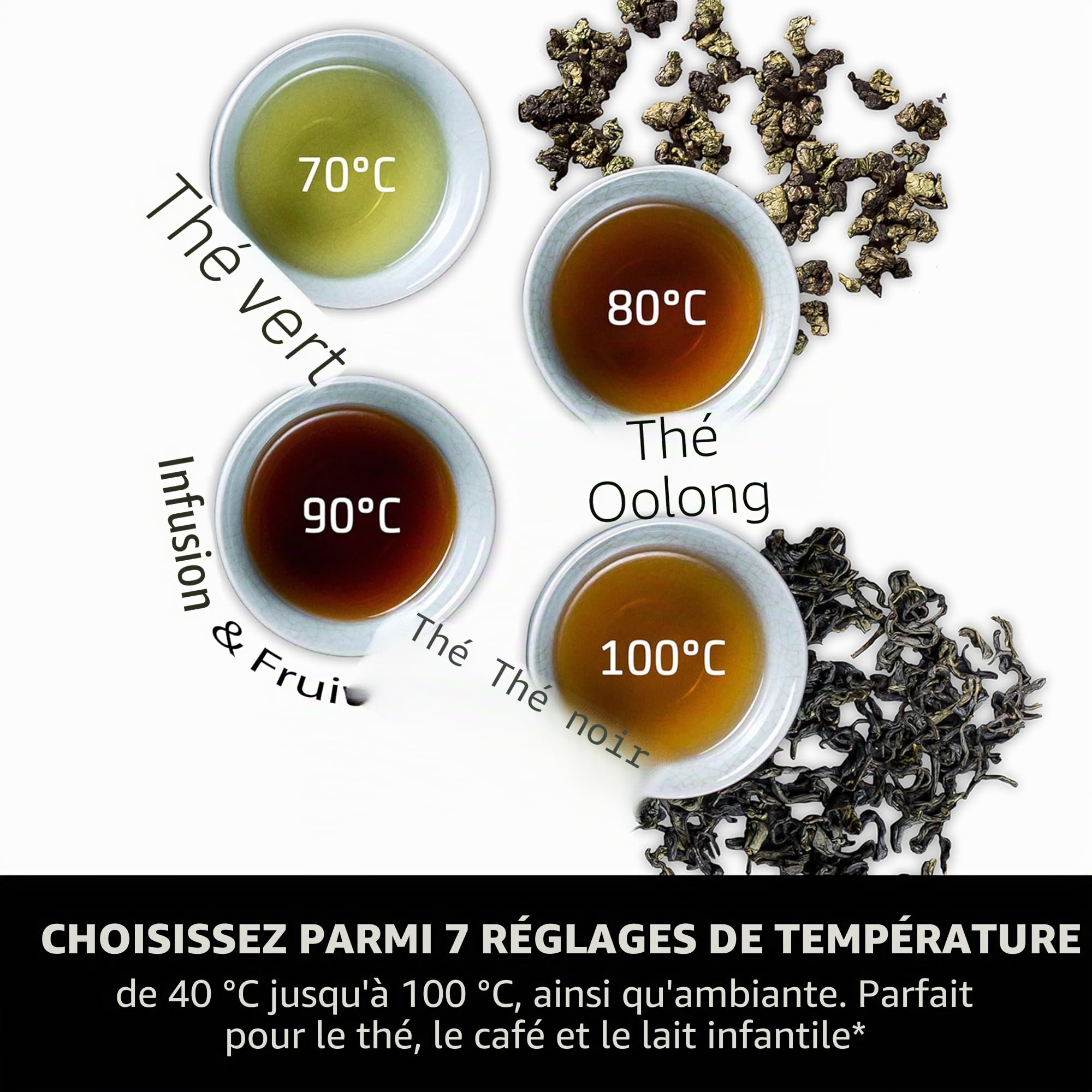 CASO HW 550 -Turbo Distributeur d'eau chaude, préparation de thé, café soluble, aliments pour bébés, réservoir d'eau capacité 2,9 l, de 40 à 100 °C par paliers de 10 °C