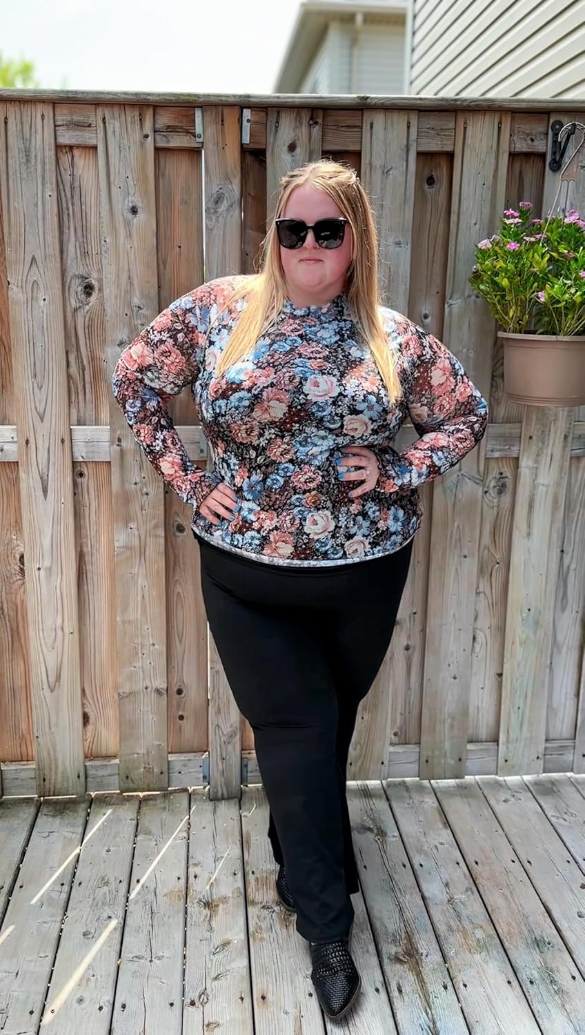 FOREYOND Plus Size Flare Leggings for Women with Pockets High Waist Yoga Pants Bootcut Bell Bottom Workout Leggings - Image 2