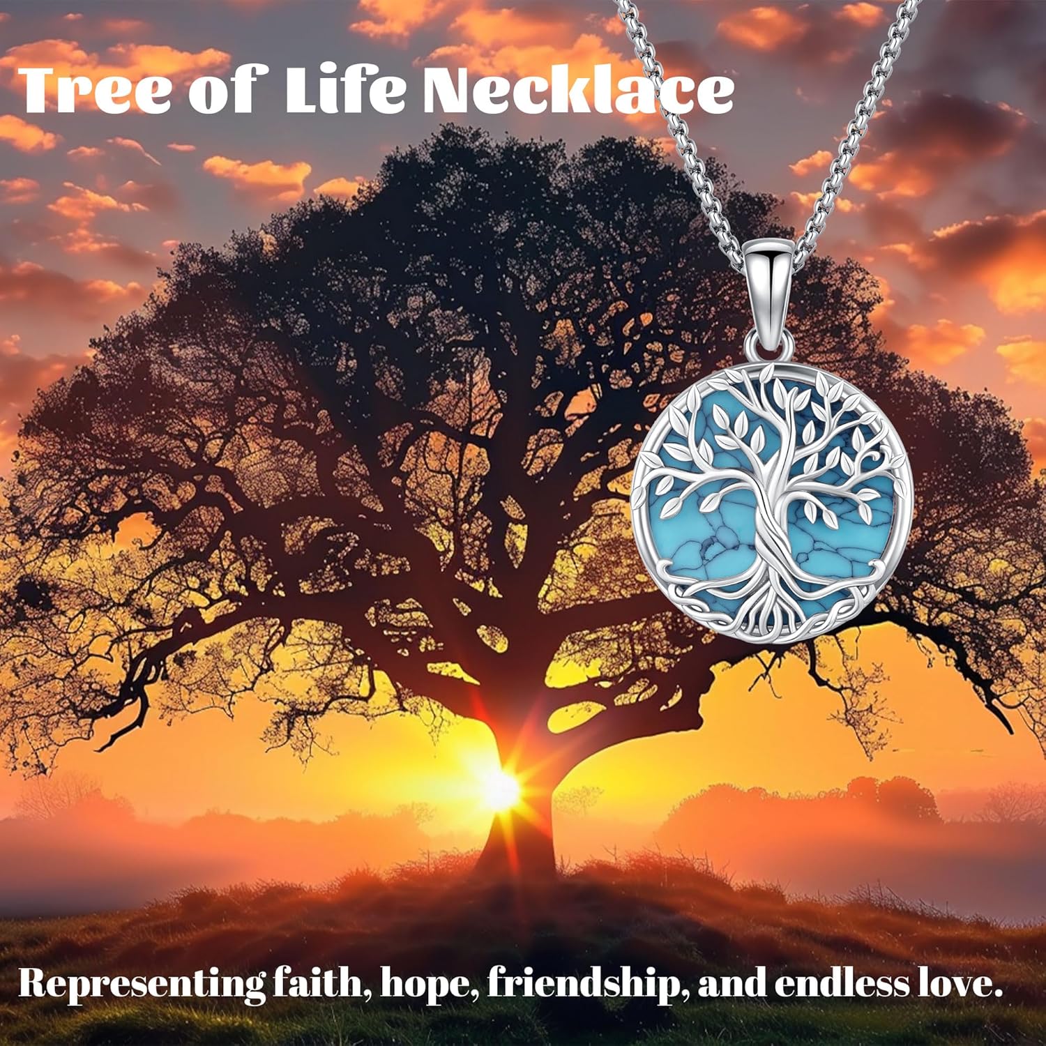 Tree of Life Necklace Tree of Life Pendant 925 Sterling Silver Abalone Shell Opal Malachite Turquoise Moonstone Crystal Necklace Celtic Knot Family Tree Jewelry for Men Women Fathers Day - Image 8