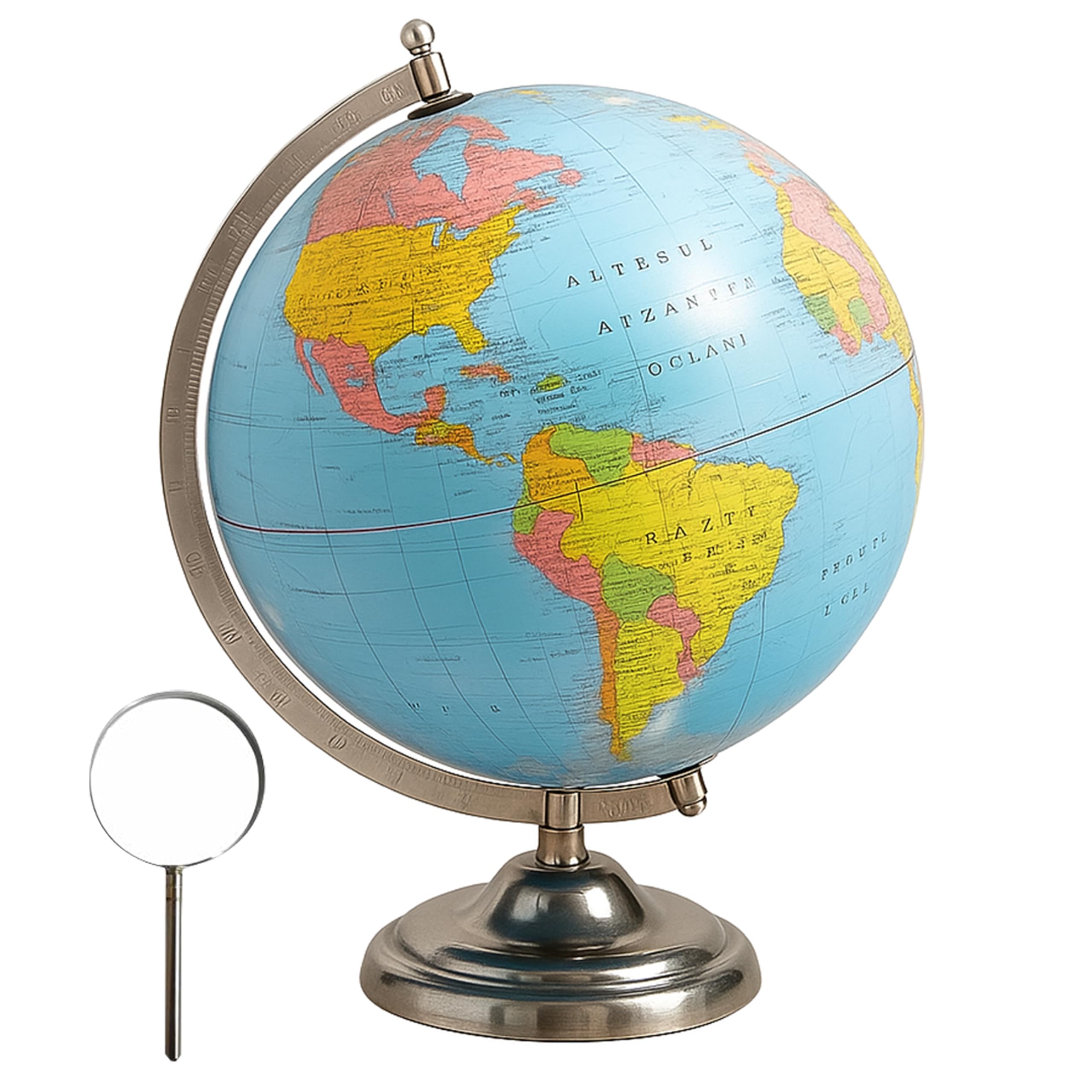 GLOBE DADDY Globe for Kids, Stem Steam Educational World Globe with Magnifying Glass for Kids/Political Office/Students - 8 Inch(Blue)