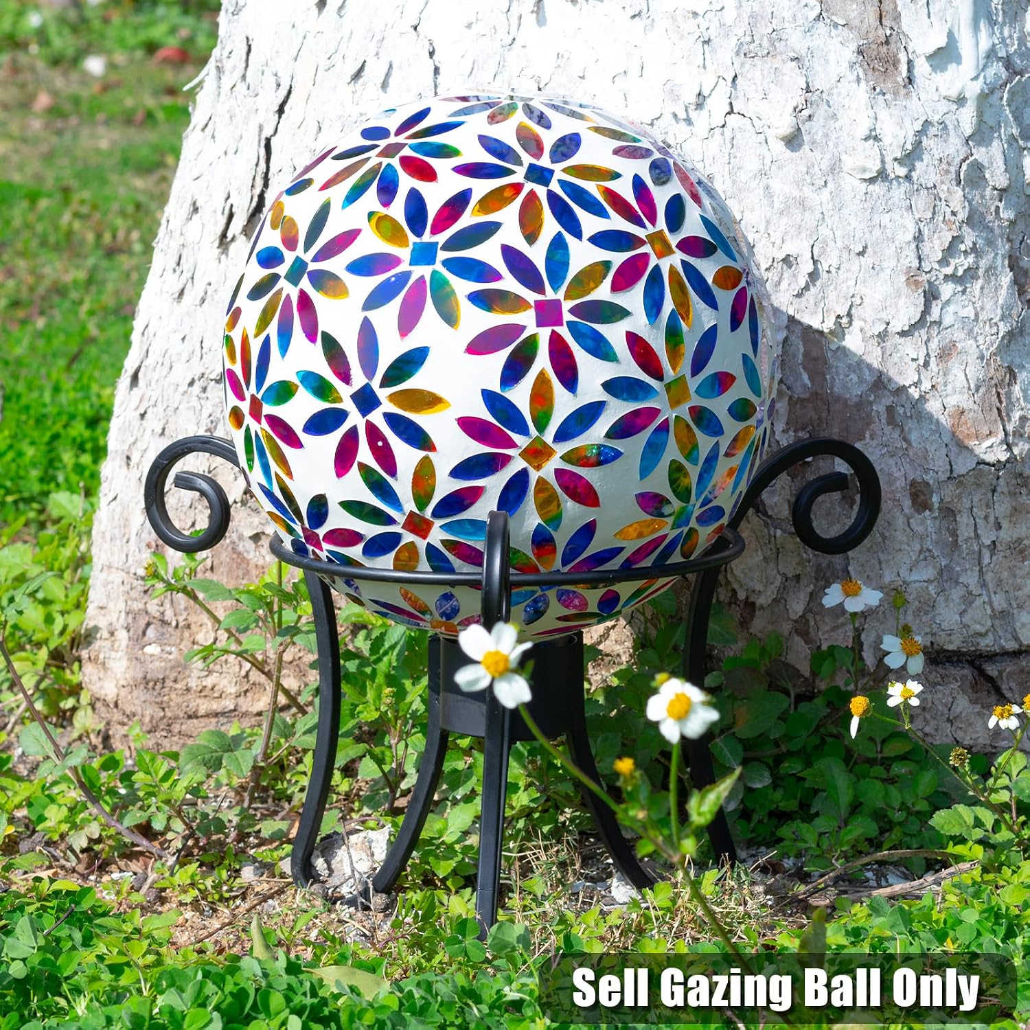 VCUTEKA Gazing Ball, Glass Mosaic Gazing Balls for Garden Decor, 10" Multi