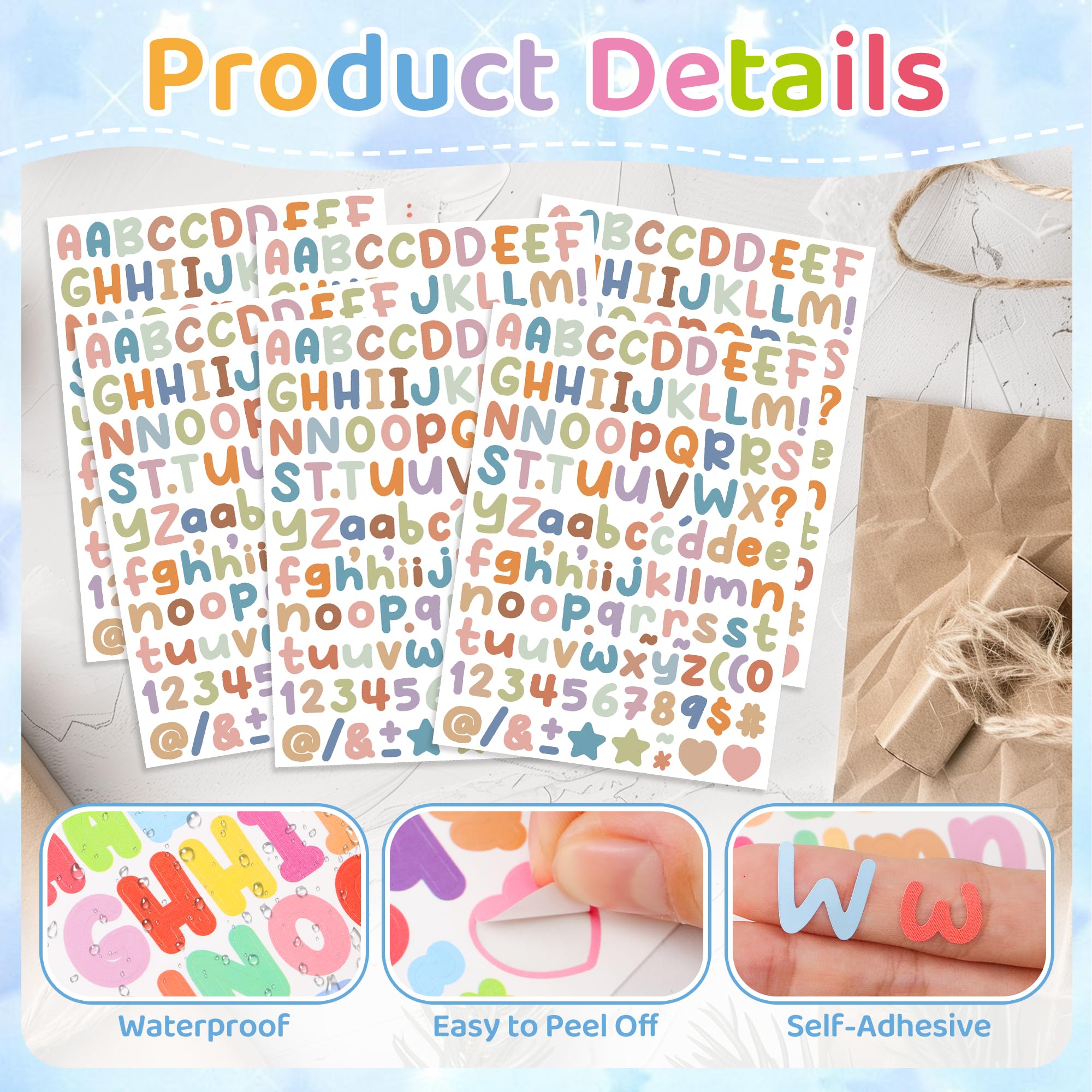 22 arkusze naklejek z literami 0,5 cala, 2486 szt., naklejki alfabetowe, małe, winylowe, samoprzylepne naklejki z cyframi, litery do scrapbookingu, na butelki z wodą, notatniki, etykiety, dzienniki