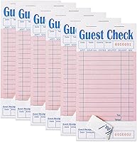 ZPARIK 6 Pack Pink Guest Checks for Servers - 50 Sheets Each, 300 Total Waiter Note Pads, Waitress Checkbooks for Restaurants