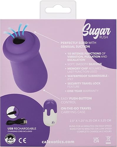 Miniatura 6 de CalExotics Masajeador de succión Sugar Rush con estuche discreto, vibrador de juguete sexual para adultos para mujeres y ella - SE-0062-56-3