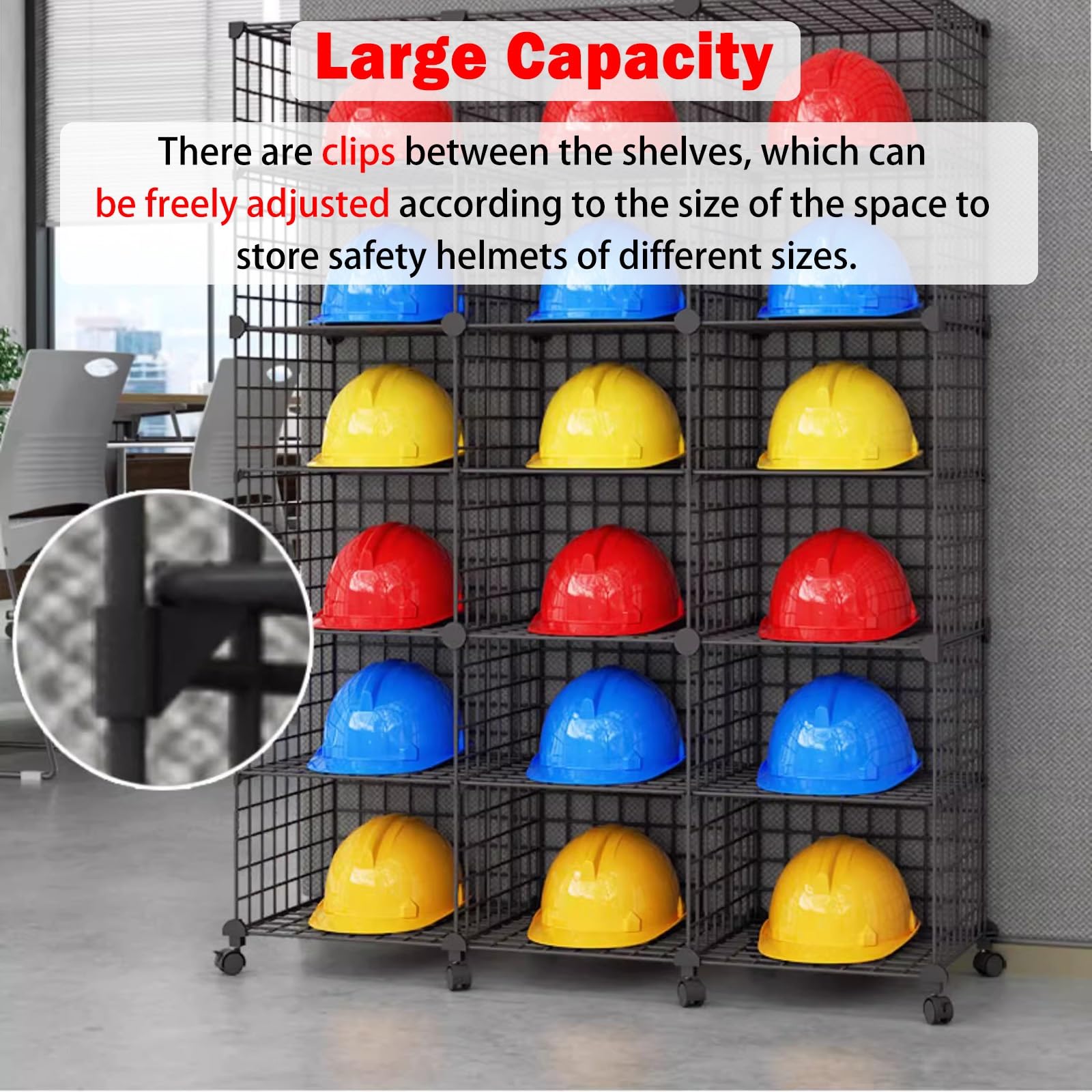 Casque Chantier Supporteur de Chapeau Dur empilable, Rack de Stockage de Bureau Multifonctionnel pour fichiers/Chapeaux, Casques de Grande capacité pour la Construction