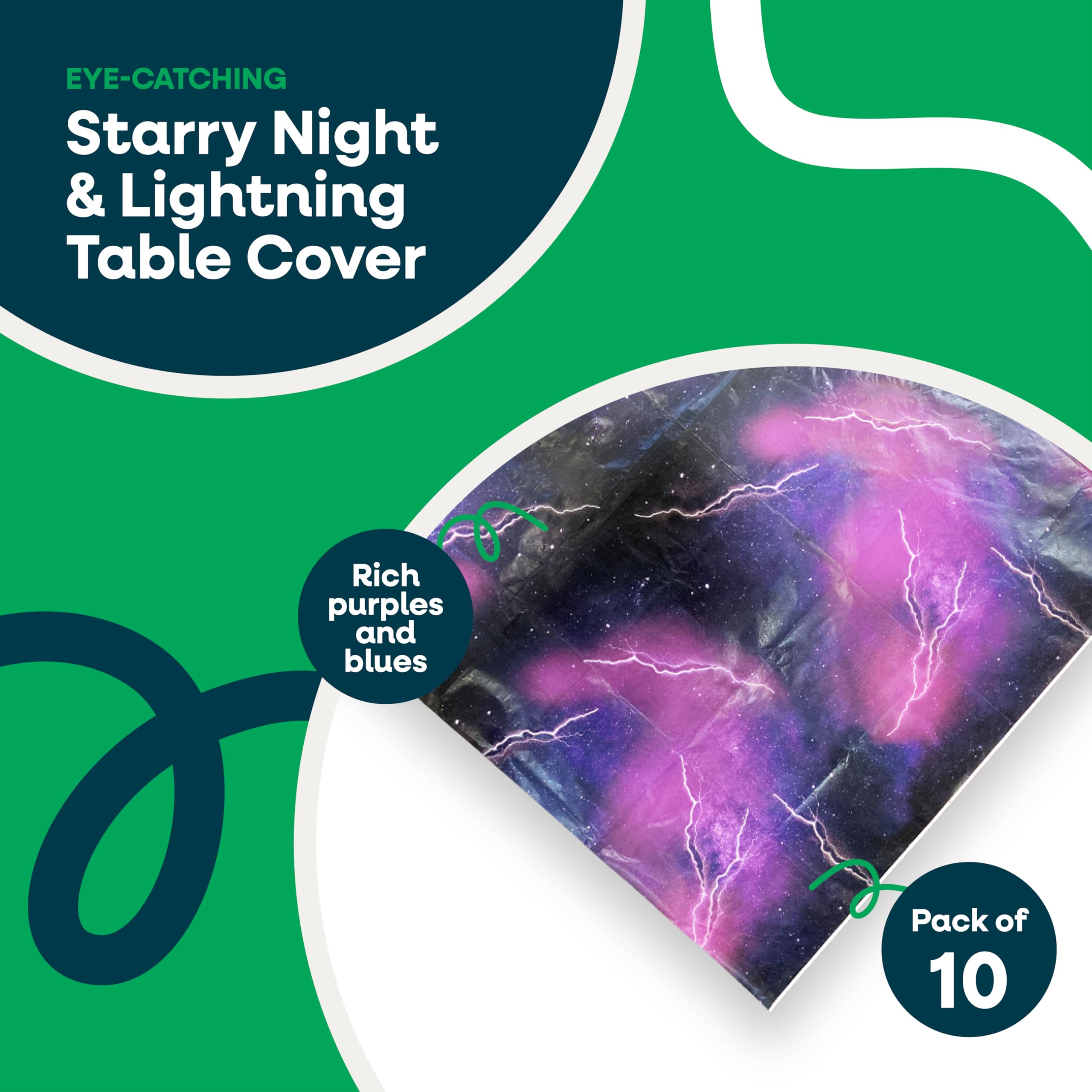 Totely Starry Night Table Cover Pack Of 10-180cm x 120cm Recyclable Space Themed Table Cover For Parties, 10 Pack - Image 2