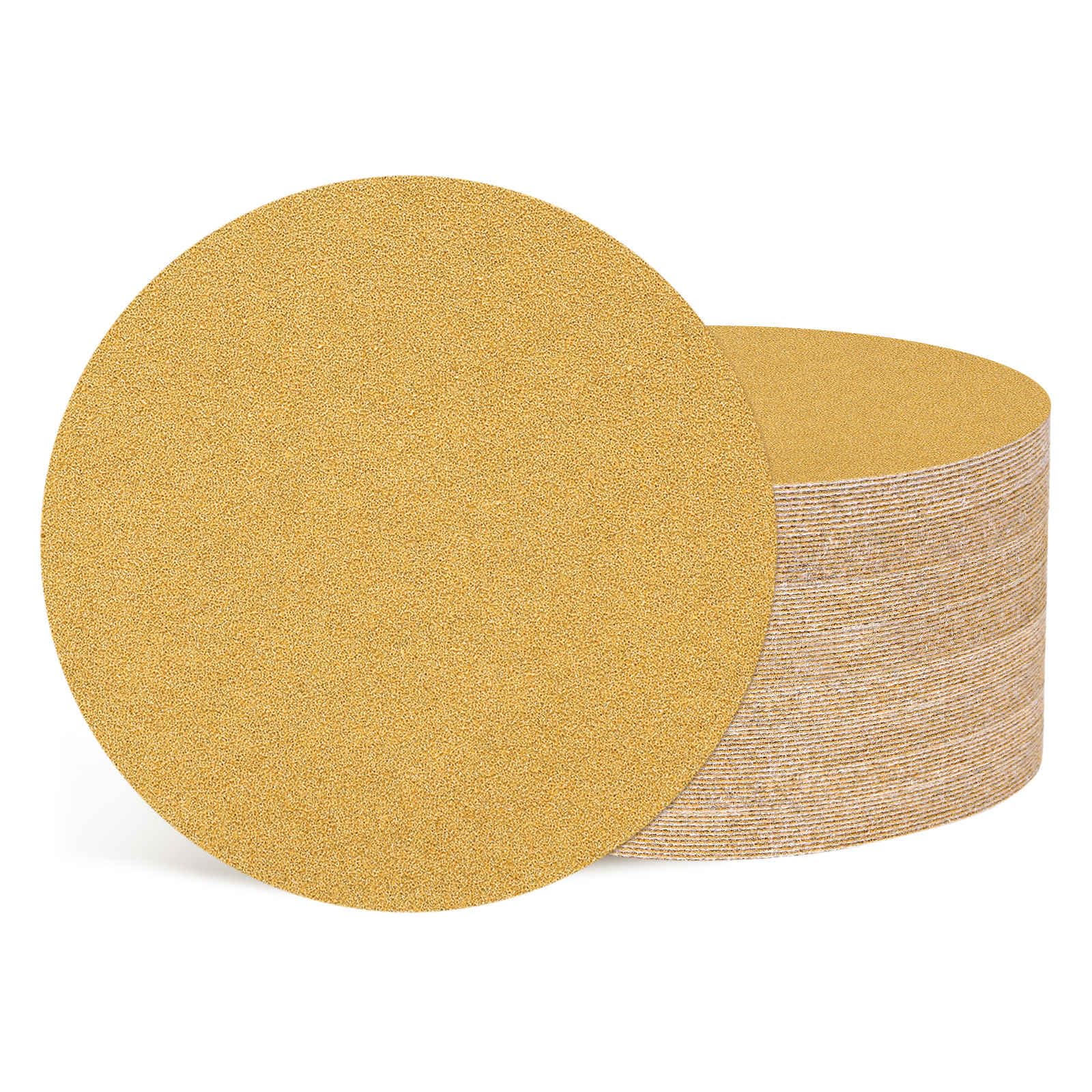 Kozelo 50 Pcs Sanding Discs 203 mm 60 Grit Hook and Loop Random Orbital Sandpapers Suitable for Drywall Sander Wood Metal Furniture, Yellow — image 1