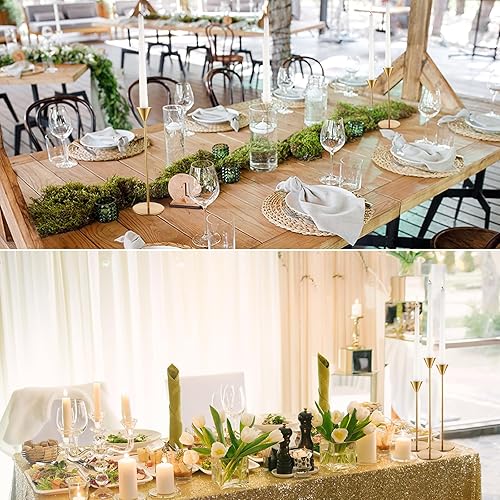 Miniatura 7 de Mifoci Juego de 30 portavelas cónico dorado a granel de metal a granel para decoración de bodas, fiestas, aniversarios, comedores, se ajustan a