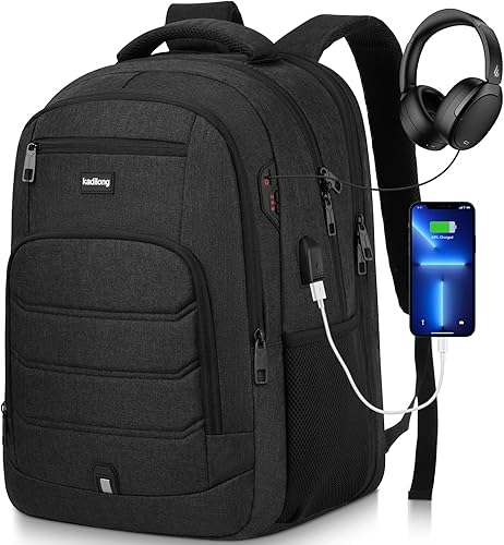 Mochila para laptop para hombre, mochila escolar para adolescentes, niños, viajes de negocios, bolsa antirrobo con puerto de carga USB, resistente