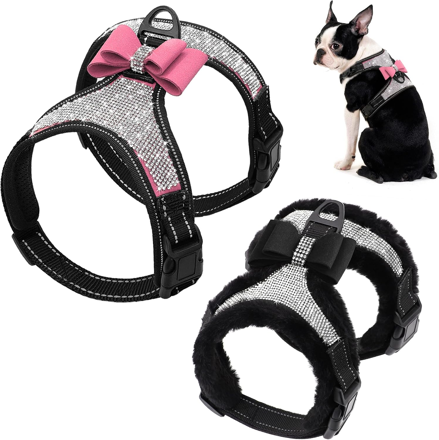 Beirui Rhinestone Dog Harness and Upgraded Padded Harness