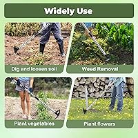 Vista 6 de Herramienta extractora de malas hierbas con mango largo - 152 cm, removedor manual de malas hierbas 2 en 1, rastrillo manual de malas hierbas