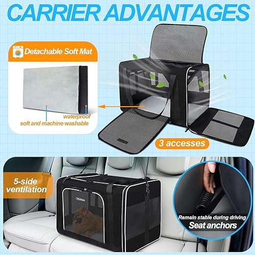 Miniatura 34 de Petskd Transportador extragrande para gatos con caja de arena de 24 x 17 x 17 pulgadas para gatos medianos y grandes o 2 gatos pequeños, Negro
