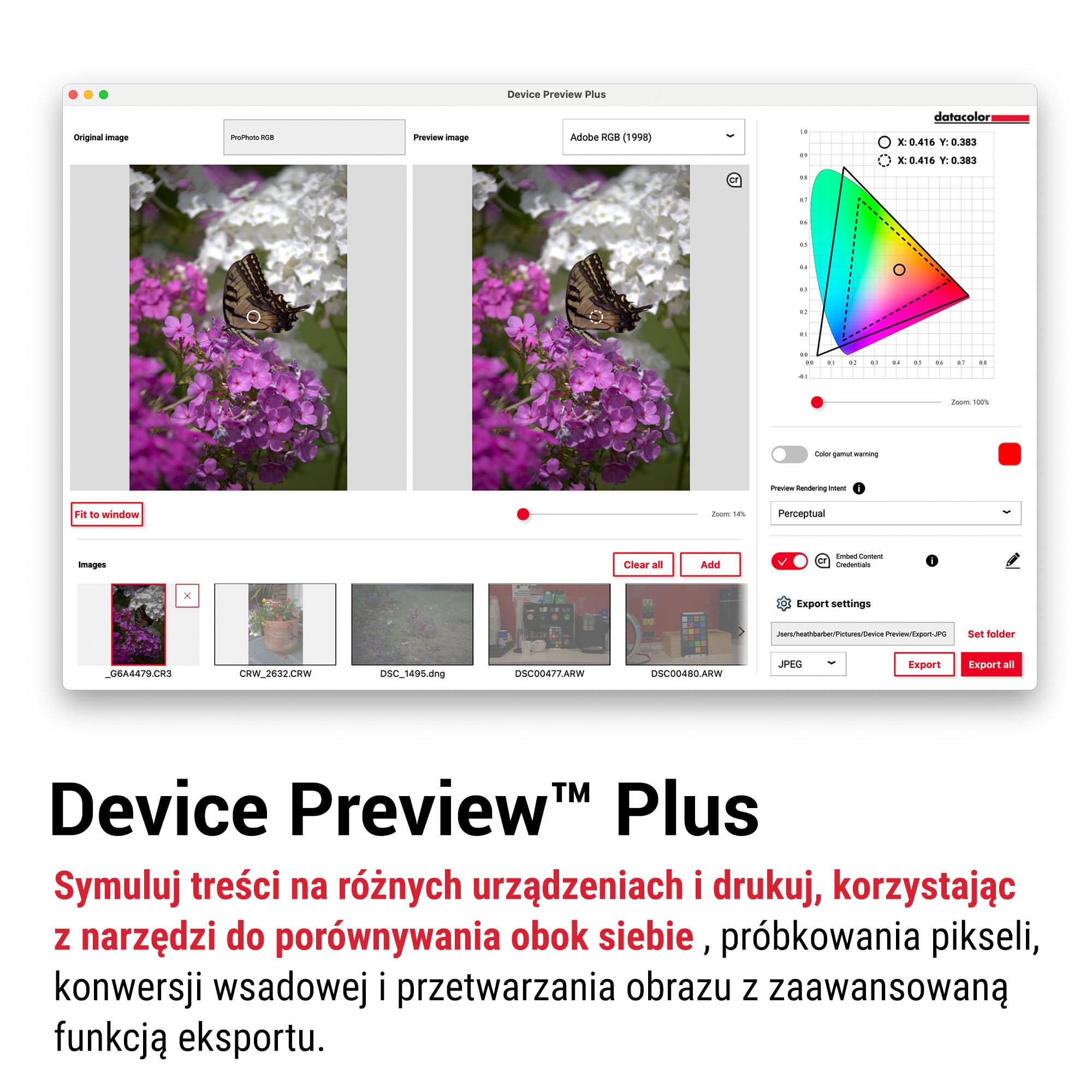 Datacolor SpyderPro – Kalibracja monitora do 12 000 nitów, obsługa 3D LUT, Device Preview Plus, Content Credentials (C2PA) oraz integracja z miernikiem światła