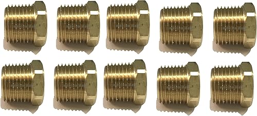 Miniatura 7 de Enchufe hexagonal con núcleo de latón macho de 12 pulgada NPT MNPT combustible, aire, agua, aceite, gas, WOG (cantidad 01)