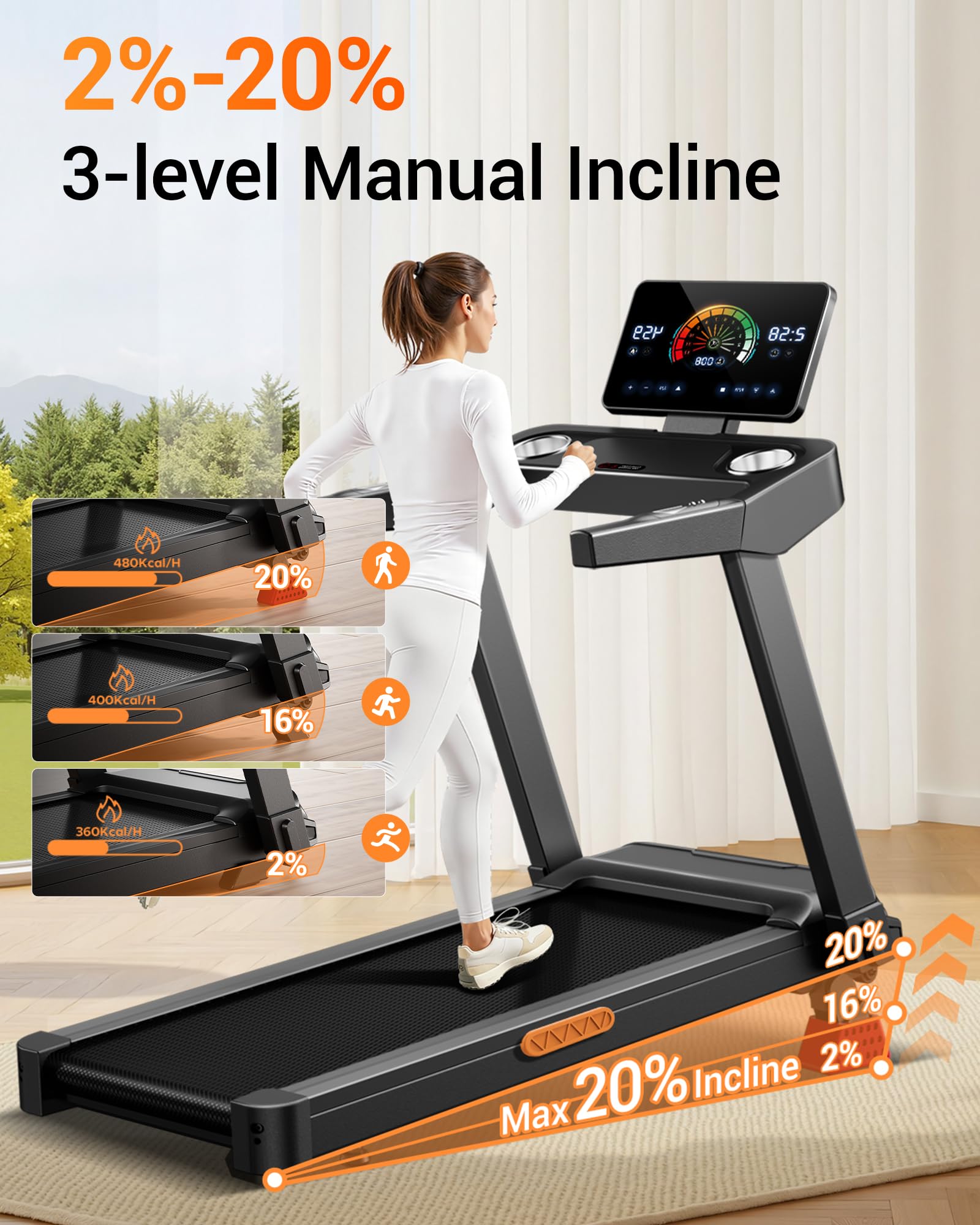Amazon | 20%傾斜14KM/H 3.0HPのトレッドミル 折りたたみ式ランニング