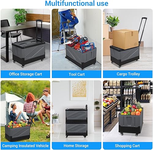 Miniatura 9 de XCBYT Contenedores de almacenamiento con ruedas, carrito plegable con ruedas, contenedor de almacenamiento, carrito plegable con ruedas, carrito