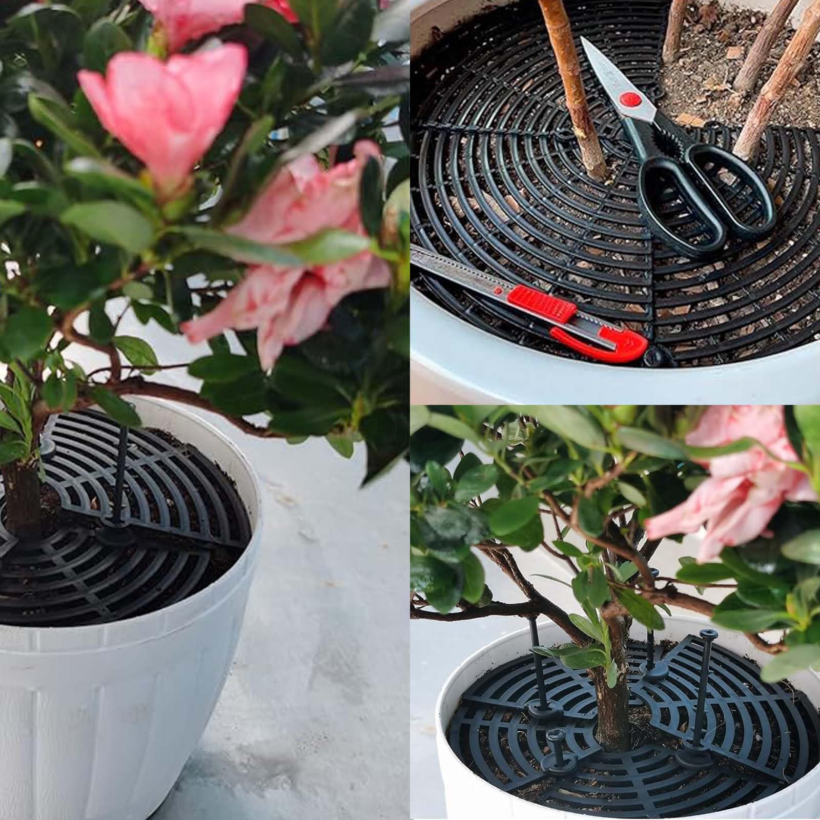 Lot de 2 protections pour plantes : pots de fleurs couvercle 30 cm, noir, pour l'intérieur et l'extérieur, protection de pot de fleurs chats
