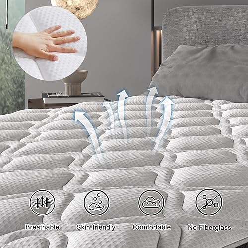 Miniatura 3 de Colchón híbrido tamaño King, colchón híbrido de 10 pulgadas en una caja con resorte individual de bolsillo, espuma viscoelástica de gel y parte