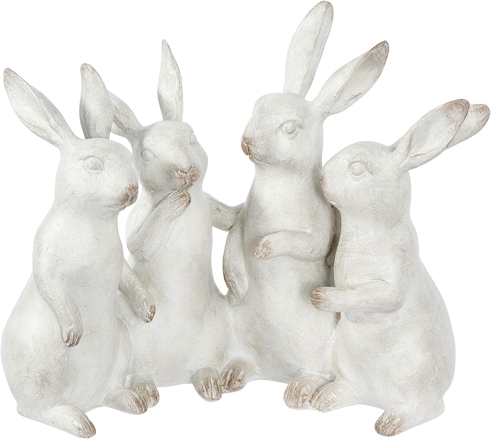 Creative Co-op EC0147 Whitewashed Polyresin Bunny Rabbit Quartet Figures and Figurines, White