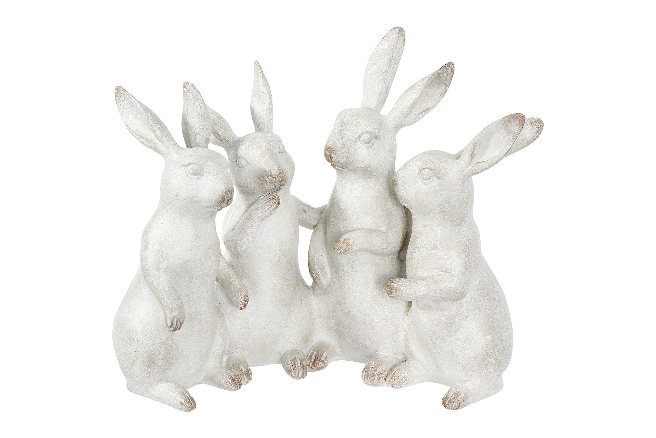 Creative Co-op EC0147 Whitewashed Polyresin Bunny Rabbit Quartet Figures and Figurines, White