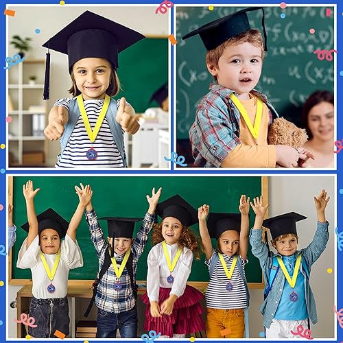 Miniatura 4 de 24 medallas de graduación preescolar de jardín de infantes para niños, medallas de premio de graduación con cinta amarilla para el cuello para