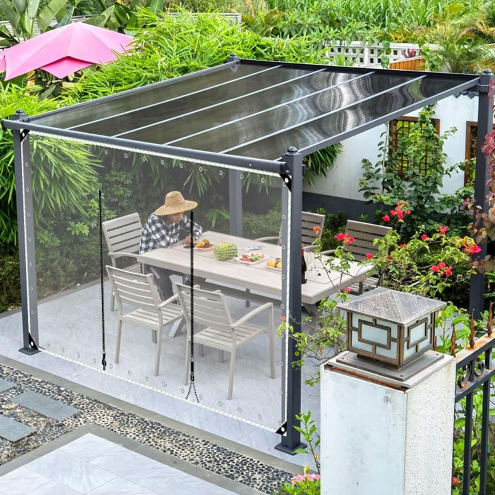 Rideau de pluie pour porche de terrasse et bâche transparente extérieure