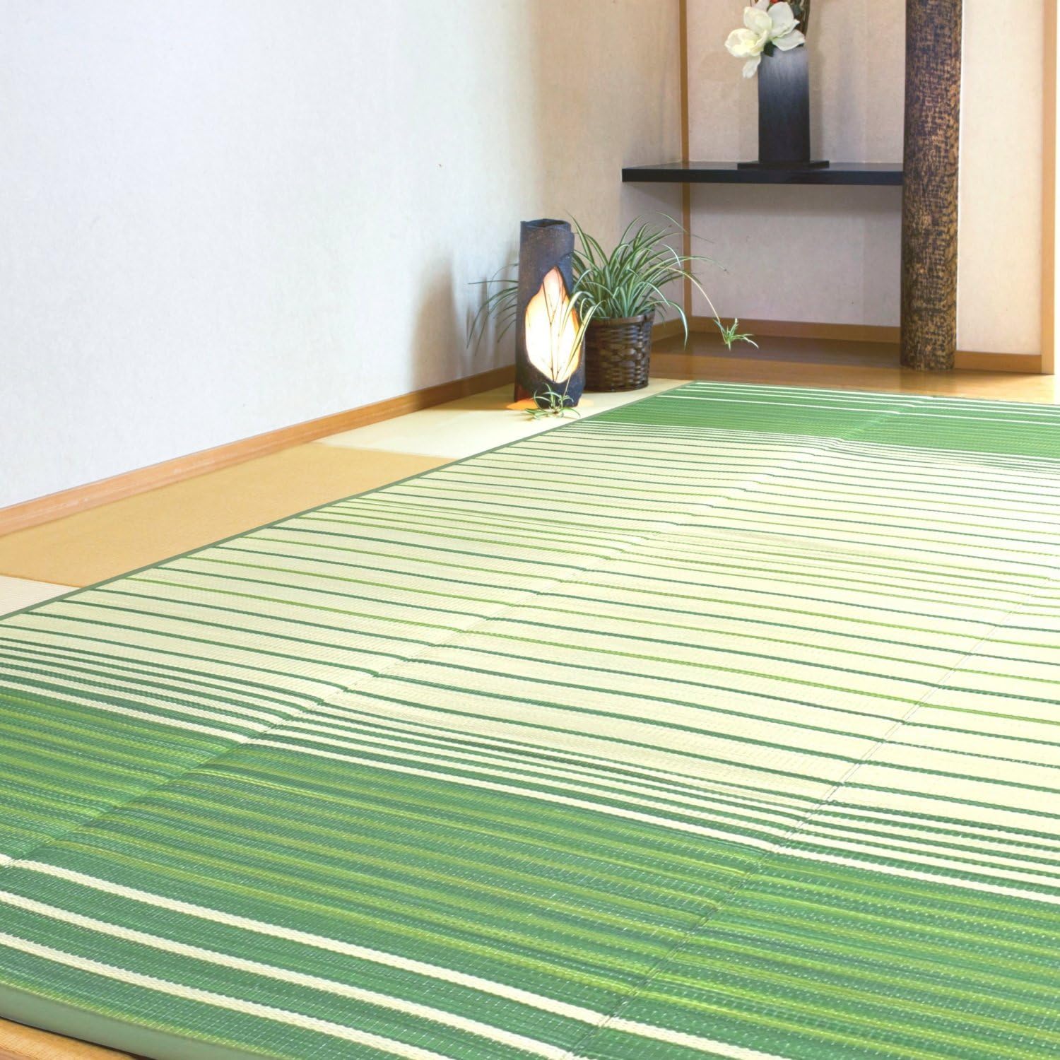 Amazon | るるべ い草ラグ （葉山） グリーン ブルー 和柄 厚手 