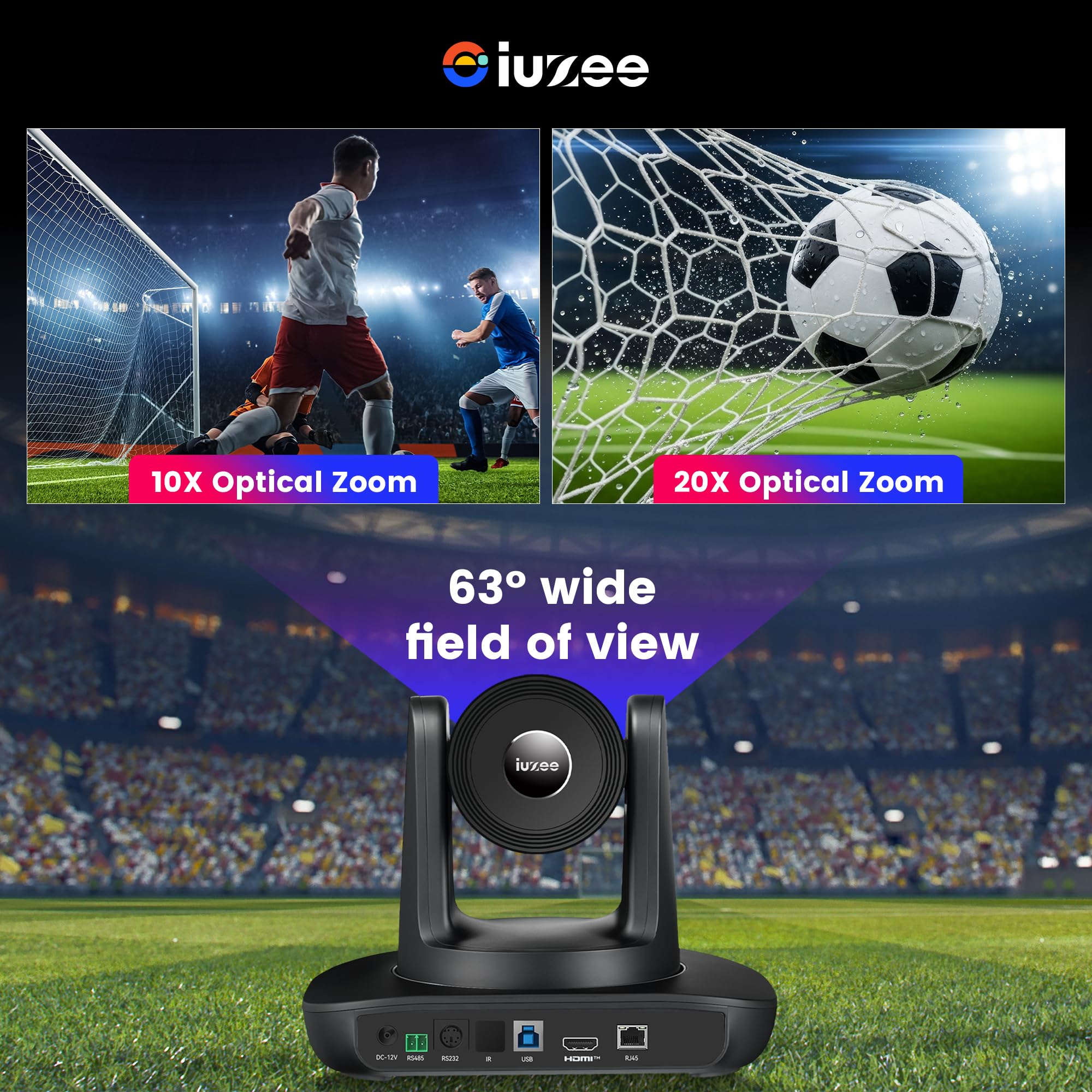 PTZ kamera 20 x zoom optyczny, kamera konferencyjna, USB3.0, HDMI, PTZ, 1080p, 60 kl./s, szerokokątna do wideokonferencji, kościoła, streamingu, spotkań, edukacji, zoomu, zespołów Skype Teams,