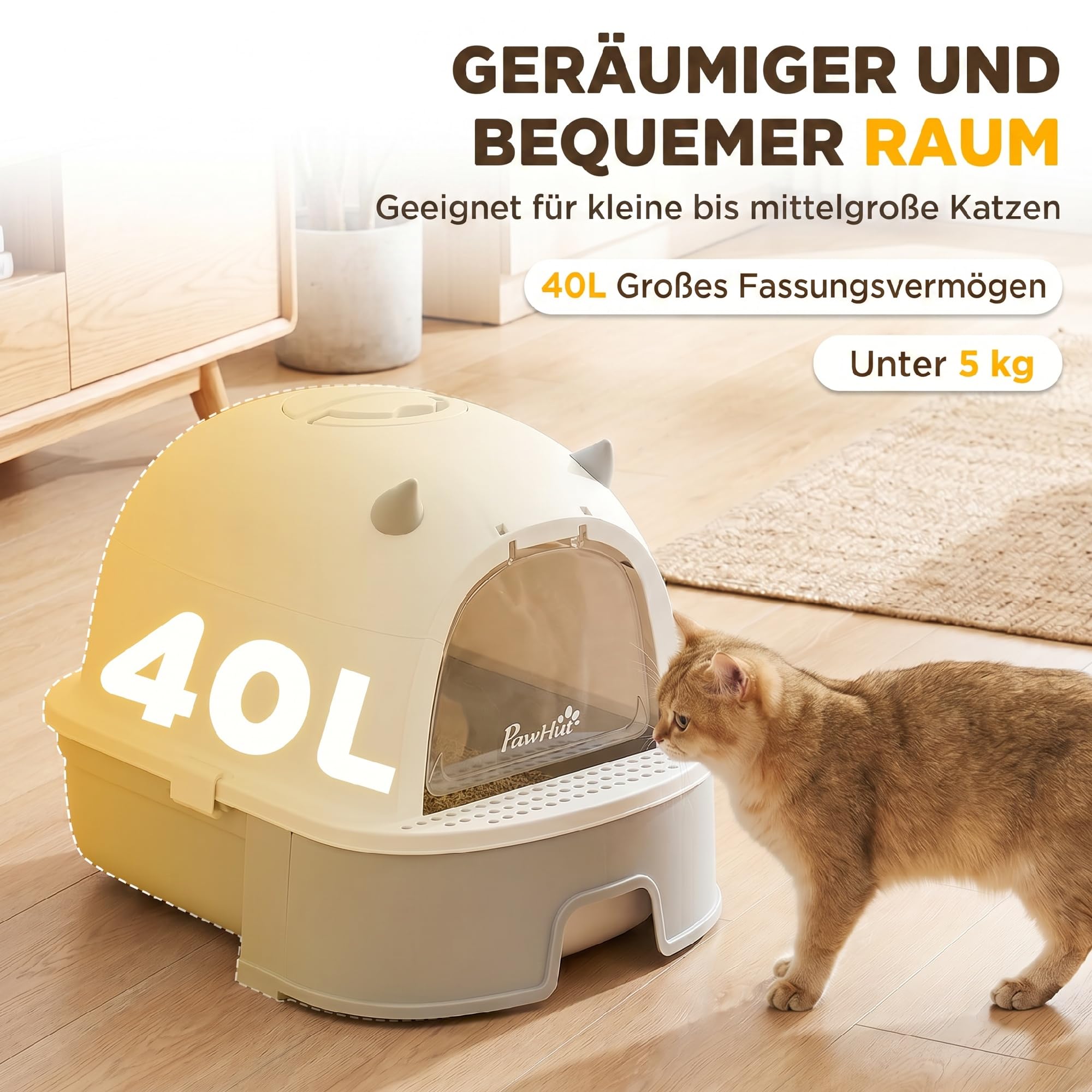 PawHut Katzentoilette mit Abnehmbarem Deckel bis 5 kg 52 x 42 x 39 cm Grau | Edelstahl, Katzenklo, Schaufel, Aktivkohlefilter, Geruchsdicht, für Mittelgroße Katzen