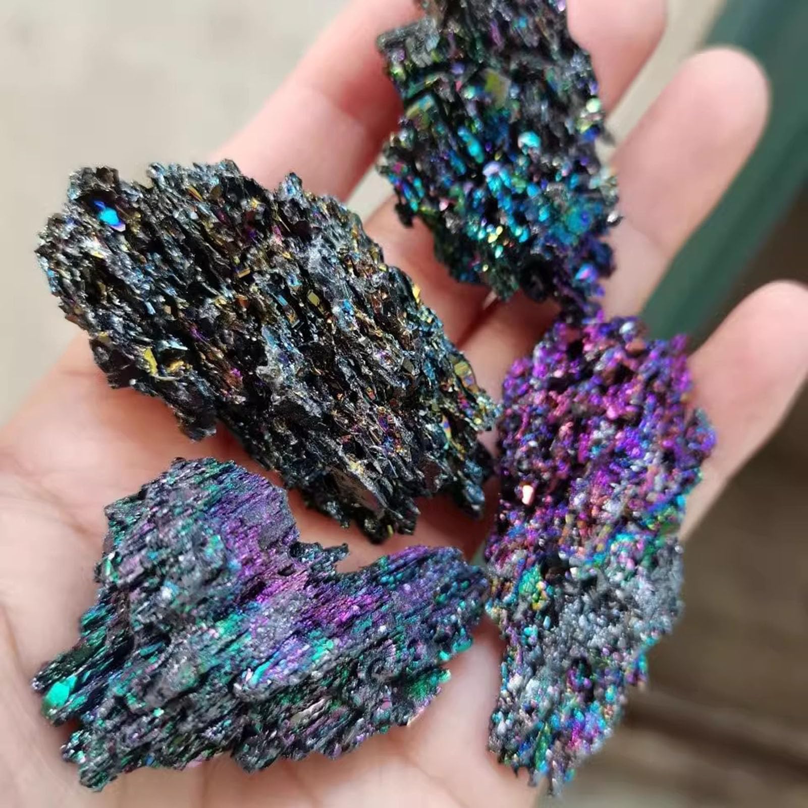 Rainbow Mineral Rough Raw Naturel Flashy Irisé, Spécimen de Roche Moissanite pour Collection Pierres Précieuses de Guérison en Cristal Métaphysique Gemmes pour Culbuté Poli,1000G