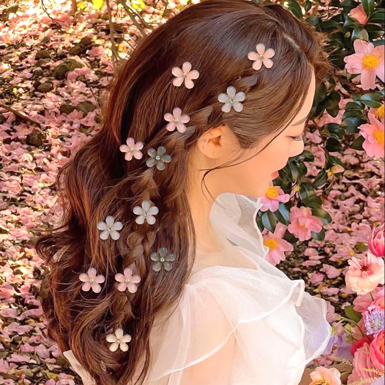 Piccolo fiore di cristallo clip per capelli mini molla artiglio clip