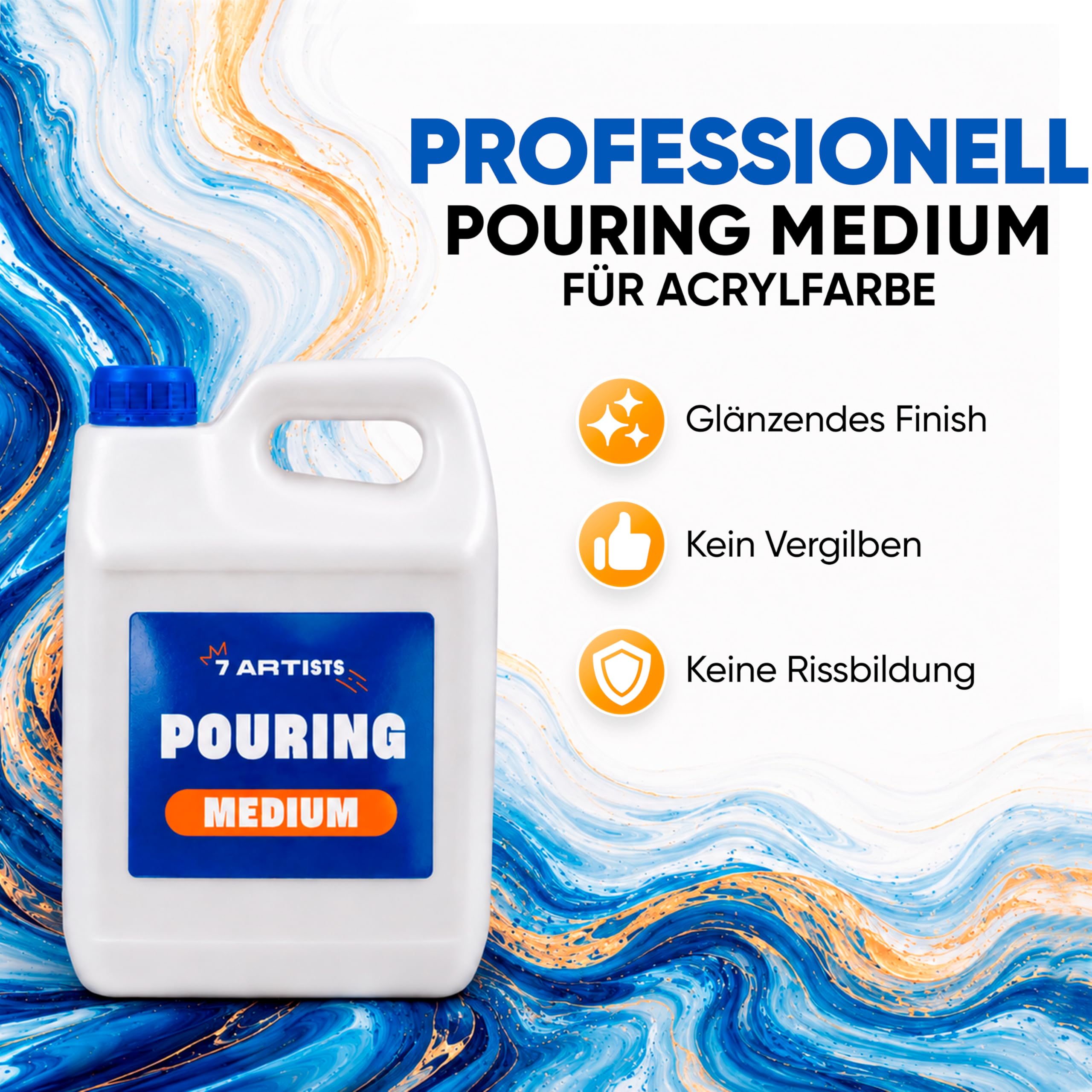Pouring Medium Acryl Professionelles 5L – Glänzend Fluid Art Acrylic Medium für Acrylfarben | Transparentes Acryl Bindemittel | Pouring Fluid Acrylbinder für Künstler & Anfänger
