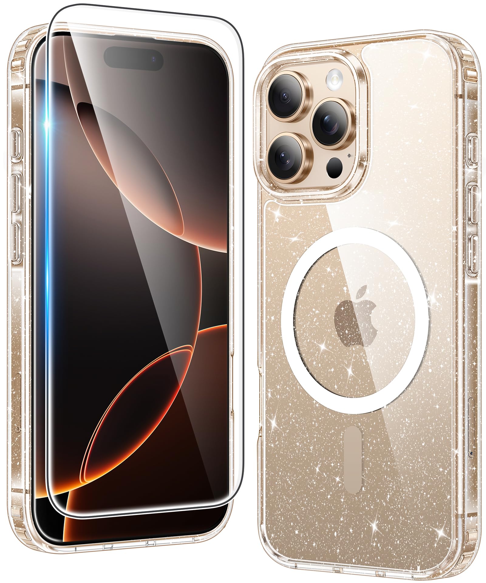 FNTCASE for iPhone 16 Pro-Max Case Compatible with Magsafe Clear Phonecase | Screen Protector, Military Grade Drop Protection, Slim Magnetic Phone Cases, Shockproof Bumper, Transparent Cell Cover