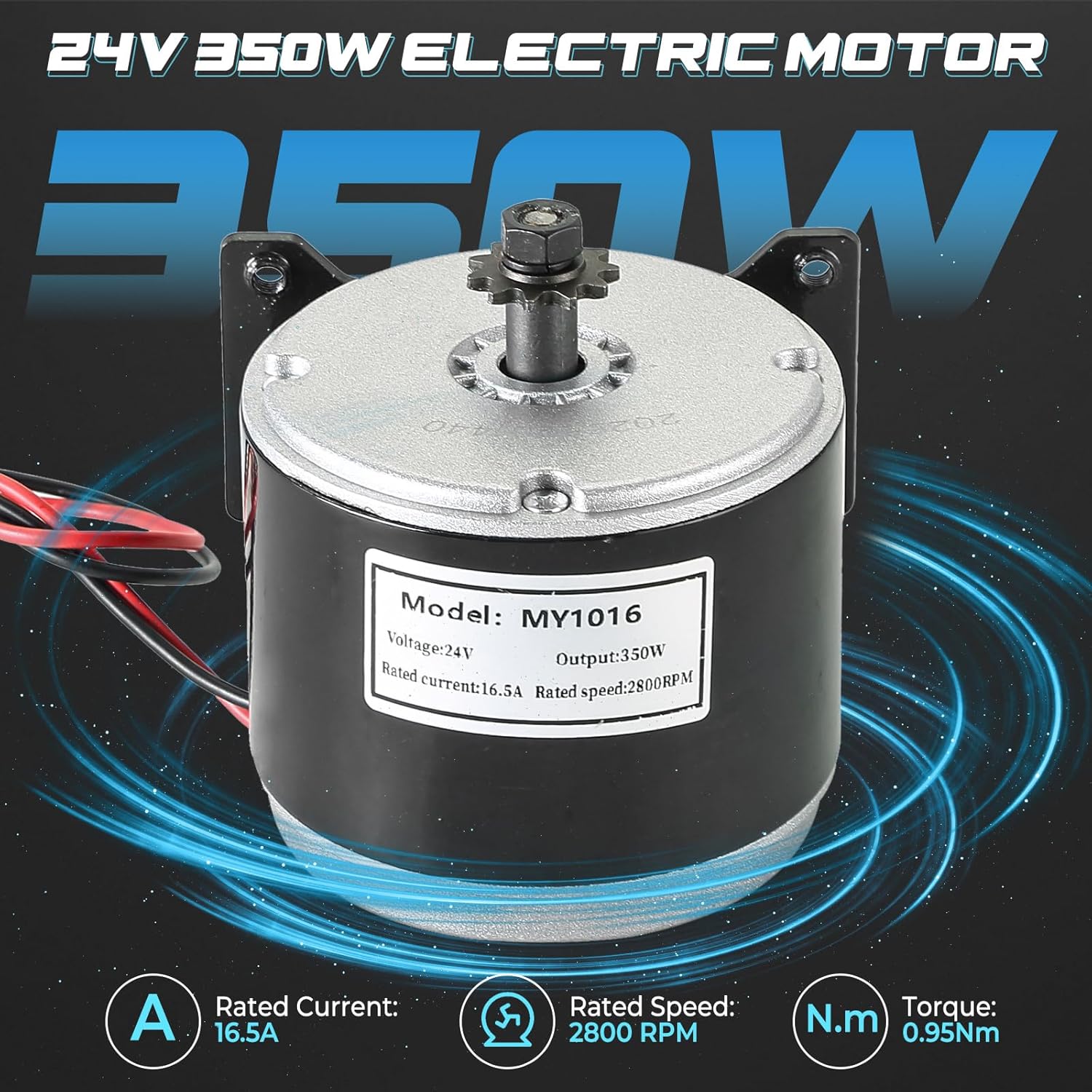 NATGAI 24V 350W Brushed Permanent Magnet Electric Motor Generator | Small Brushed Electric Scooter Motor for E-Scooter Drive Systems, E-Bike Conversion, and Wind Turbine Applications(2800RPM) (350W)