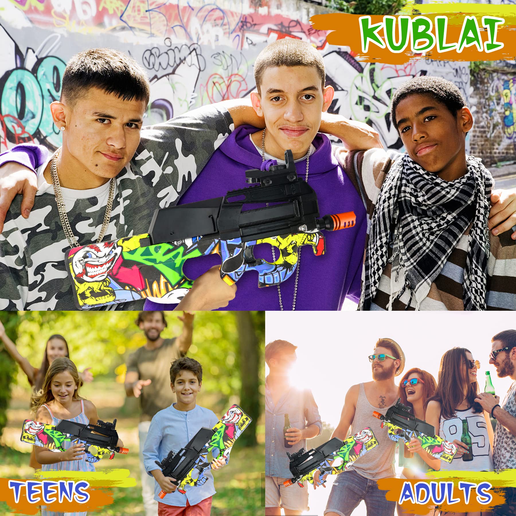 Electric with Gel Ball Blaster, Splatter Ball Gun Automatic with 22500 PCS Gel Balls Water Beads Bullets, for Adults Kids Age 12+ Outdoor Fun Activities Shooting Team Games